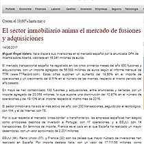 El sector inmobiliario anima el mercado de fusiones y adquisiciones